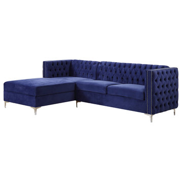 Sullivan Sectional Sofa, Navy Blue Velvet