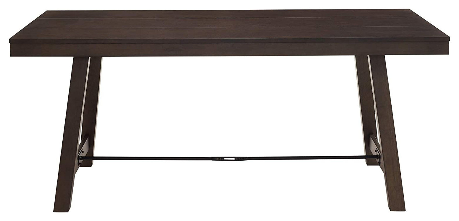 Rustic Farmhouse Dining Table, Trestle Base and Rectangular Top, Dark ...