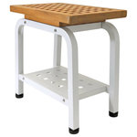 Asta Furniture - Maya Teak and Aluminum Shower Stool, Light Gray - Plantation grown top grade solid teak seat with hand sanded silk-smooth finish and rounded edge