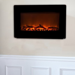 Black Wall Mounted Electric Fireplace - Indoor Fireplaces