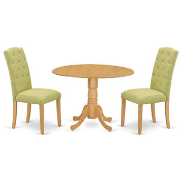 Atlin Designs 3-piece Wood Dining Set in Oak/Lime Green