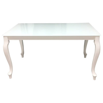 Retro Glass Top Extendable Dining Table, White