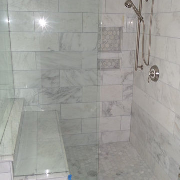 White Carrera Tile- Bath Remodel