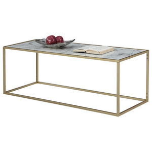 Rectangle Coffee Table With White Faux Marble Top And Gold Base Contemporary Coffee Tables By Homesquare Houzz