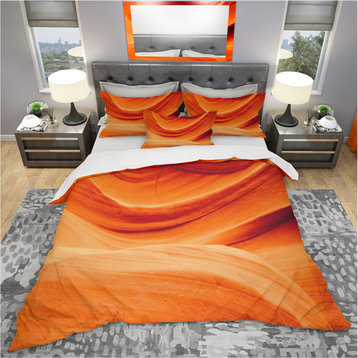 Antelope Canyon Orange Wall Landscape Duvet Cover Set, Twin