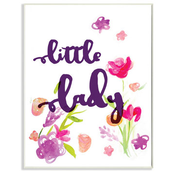 Little Lady Typography Floral, Plaque, 10"x15"