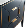 Vetro 30" Vanity With Quartz Counter Top, Gloss White, Navy Blue