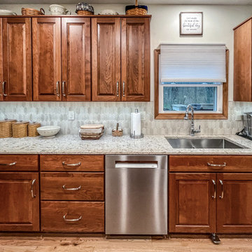 Cherry Cabinets with Pecan Stained Finish, Windemere Quartz Countertops
