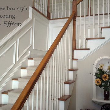 Shadow box wainscoting with double chair rail.