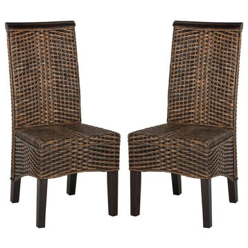 Khristal 18" Wicker Dining Chair set of 2 Brown Multi