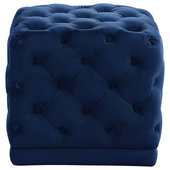 Westintrends 21.6 Wide Square Upholstered Cushion Ottoman Foot Stool