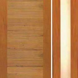 Single Door, One Sidelite, Contemporary Horizontal Groove Design - Front Doors