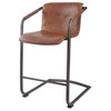New Pacific Direct Indy 25" PU Leather Counter Stool in Brown (Set of 2)