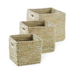 Napa Home & Garden - Rivergrass Square Baskets With Handles, Set of 3 - Our Rivergrass baskets are made from material that has been sustainably harvested. Supple, yet sturdy, these handsome sets are hand-woven by artisans in time-honored traditions.