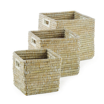 Rivergrass Square Baskets With Handles, Set of 3