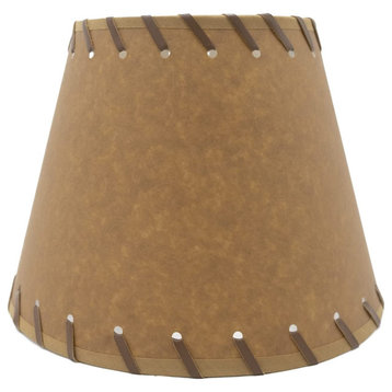 Oiled Parchment Stitched Trim 10" Uno Lamp Shade