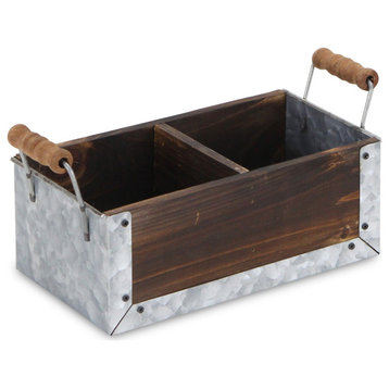 Wood And Metal 2 Slot Organizer With Side Handles