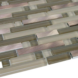 Glossy Light and Dark Brown & Brown Aliminum Authentic Glass Mosaic Tiles Collec - Home Accessories & Decor
