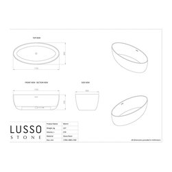 LUSSO STONE VETRINA BLACK STONE RESIN SOLID SURFACE FREESTANDING BATH 1700 - Products