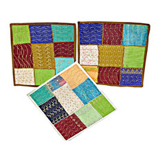 3 Indian Pillow Cover Sari Pillowcases Patchwork Embroidered Cushion Cover