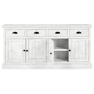 70" Rustic Sideboard Buffet, Soft White