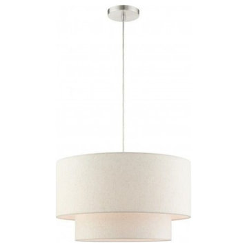 3 Light Pendant in Minimalist Style - 20 Inches wide by 15 Inches high-Brushed