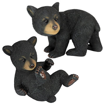 Walking and Rolling Bear Cubs Statue Set