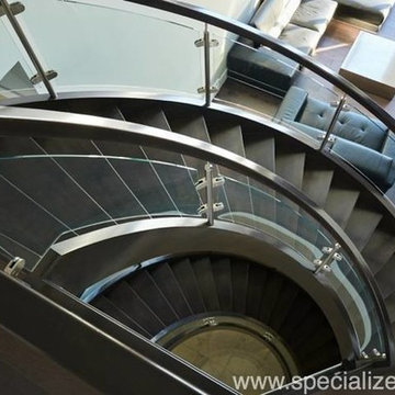 Open Rise Maple with Curved Clamped Glass Railing