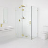 78"x46"x32" Frameless 90 Degree Shower Enclosure Glass Hinge, Satin Brass