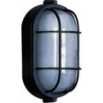 ArtCraft - ArtCraft AC5660BK Marine - 11" One Light Large Outdoor Wall Mount - Large wall sconce with semi-clear white glassware, protected by a few neatly shaped bars, in black finish.  Shade Included: TRUE  Dimable: TRUE  Warranty: 1 Year warranty against premature paint defects and a 2 warranty against corrosion.  Room Location: Exterior LightingMarine 11" One Light Large Outdoor Wall Sconce Black Semi-Clear White Glass *UL: Suitable for wet locations*Energy Star Qualified: n/a  *ADA Certified: n/a  *Number of Lights: Lamp: 1-*Wattage:75w Medium Base bulb(s) *Bulb Included:No *Bulb Type:Medium Base *Finish Type:Black