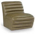 Meridian Furniture - Vega Upholstered Accent Chair, Olive, Vegan Leather - Indulge in a blend of sophistication and comfort with the Vega olive vegan leather accent chair. Draped in velvety soft vegan leather, this chair features bold deep channel tufting that creates a dynamic visual contrast. Its contemporary design elevates your space and invites you to experience luxury in every curve. Perfect for making a statement in your living room, office, or lounge, it redefines modern elegance with its unique and captivating style.