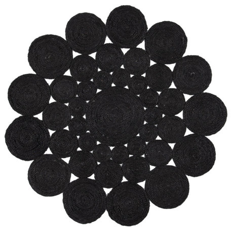 Safavieh Natural Fiber Nf363D Solid Color Rug, Black, 8'0"x8'0" Round