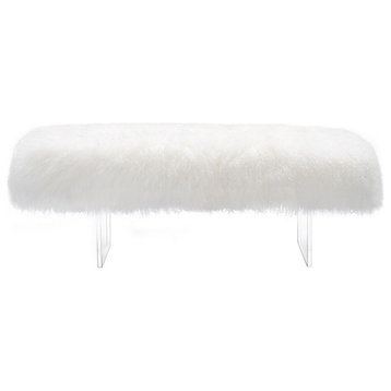 Safavieh Couture Lilliana Sheepskin Bench, White