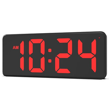 LED Digital Wall Clock with Large Display, Big Digits, Auto-Dimming
