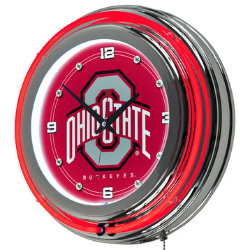 Neon Clock - Retro Ohio State University Logo Analog Wall Clock