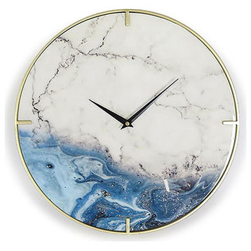 Cameron Wall Clock, Blue/White/Gold