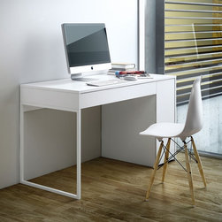 Prado White Modern Computer Desk by TemaHome - Desks And Hutches