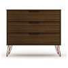 Manhattan Comfort Rockefeller 3-Piece Dresser & Nightstand Set, Brown