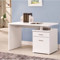 Benzara BM156222 Gorgeous white Wooden desk with cabinet