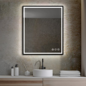 Fogless, Dimmable, Color Temperature Adjustable LED Mirror, Matte Black, 30x36