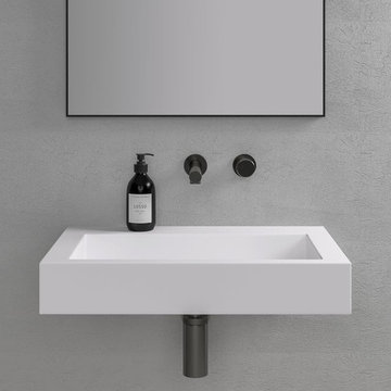 LUSSO STONE AURA STONE RESIN WALL HUNG COUNTER TOP BASIN 600