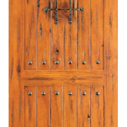 Single Door, Exterior, Knotty Alder 2 Panel, Speakeasy, Clavos - Front Doors