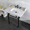 Kingston Brass LMS3030MBSQ5 30" Carrara Marble Console Sink, Legs