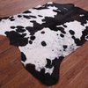 7' 0" X 6' 1" Black and White Natural Cowhide Rug C1676
