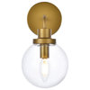 Elegant Lighting LD7031W8 Hanson 12" Tall Bathroom Sconce - Brass / Clear