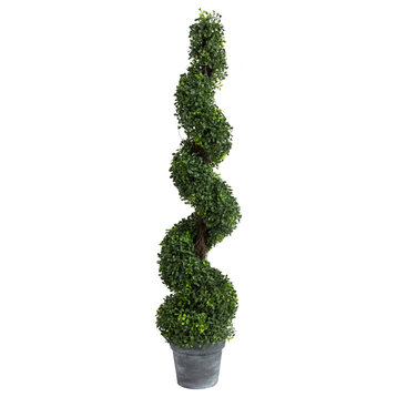 48" Artificial Spiral Boxwood Topiary Tree Plant, 48"