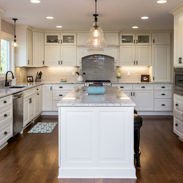 Stunning Transitional Kitchen With An Unexpected Pop Of Color