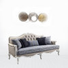 88" Fabric Linen And White Sofa With Five Toss Pillows