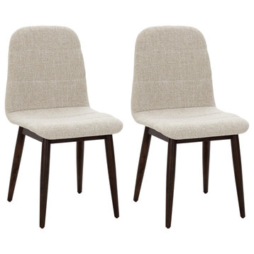 Briarwood Set of 2 Dining Chairs, Espresso Brown/Off-White Fabric
