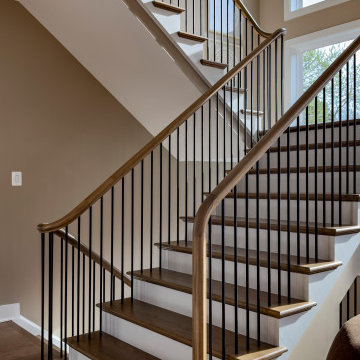 Project #153 | Sophisticated Red Oak Stair with Metal Balusters